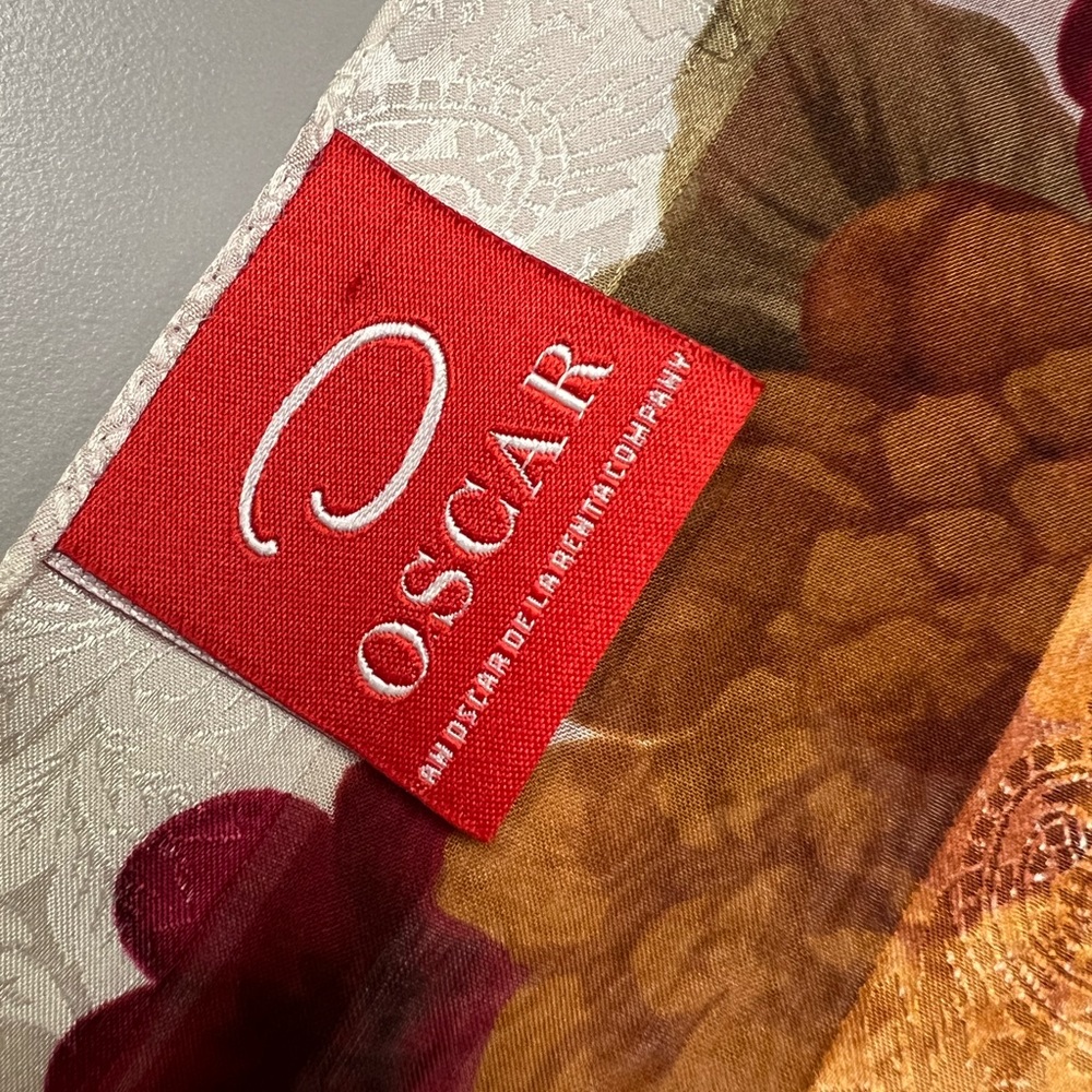 Vintage Oscar De La Renta Silk Floral Scarf - Picture 7 of 11